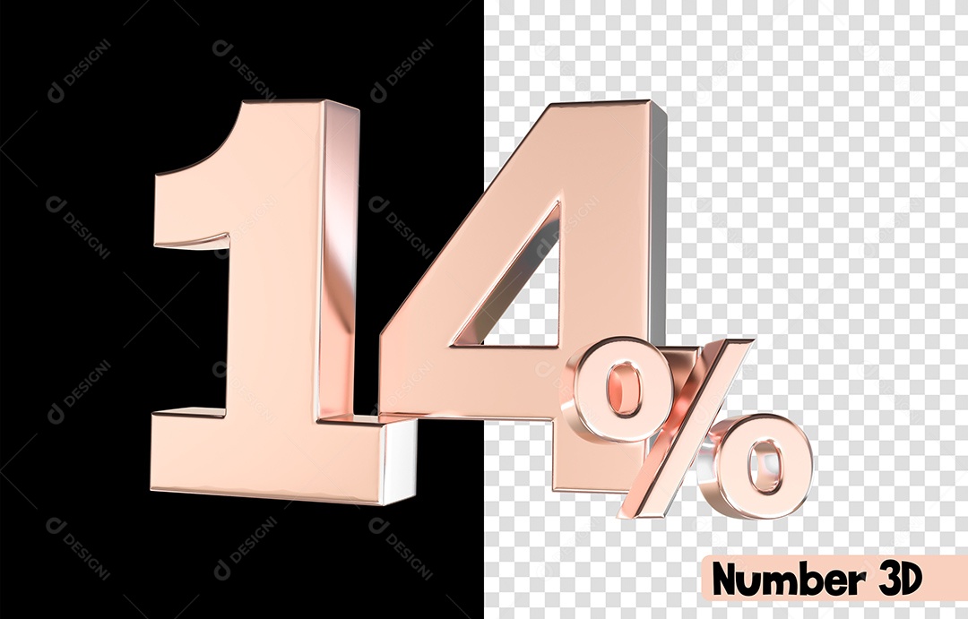 Número 3D 14% De Desconto Rosa Para Composição PSD