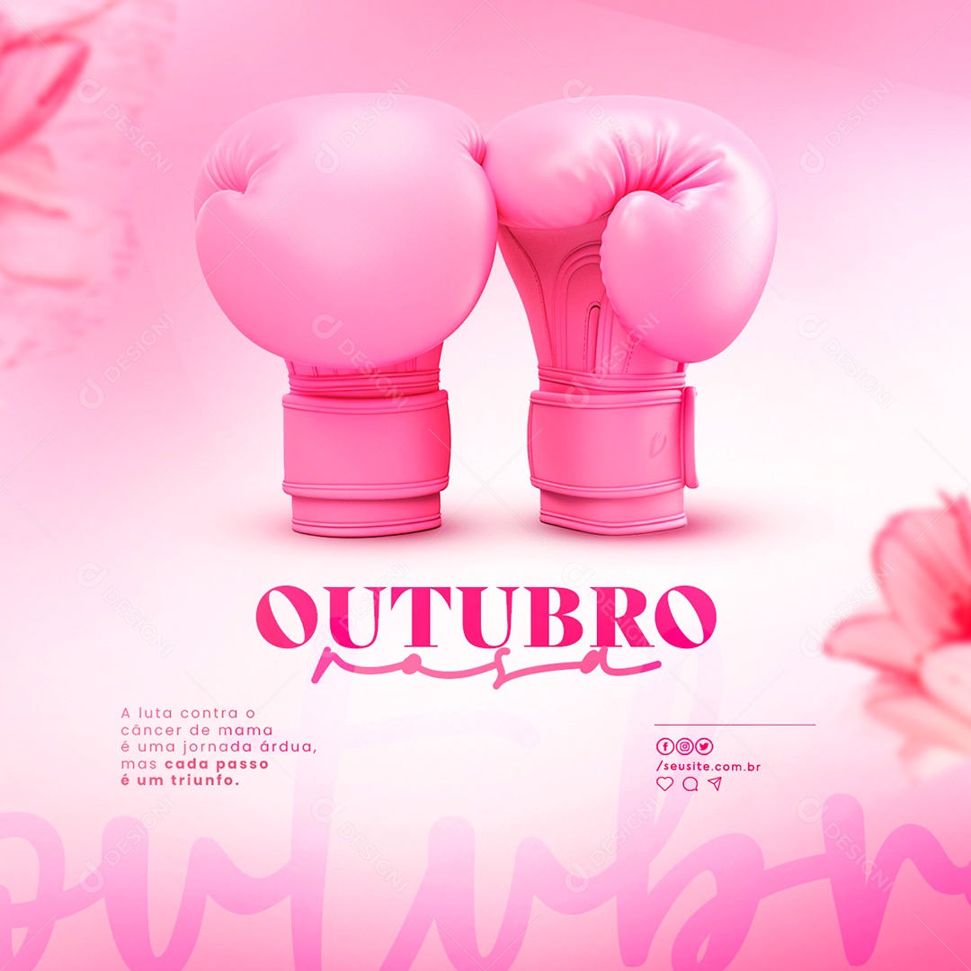 Outubro Rosa A Luta Contra o Câncer de Mama é uma Jornada Árdua Social Media PSD Editável