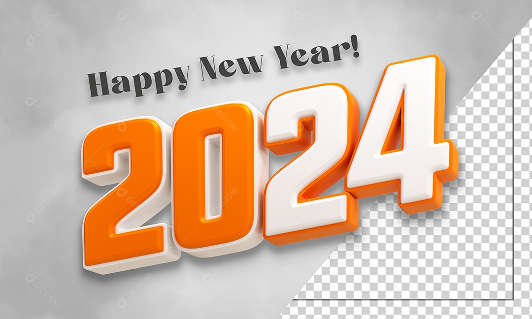 Feliz Ano Novo 2024 Texto 3D Para Composição PSD