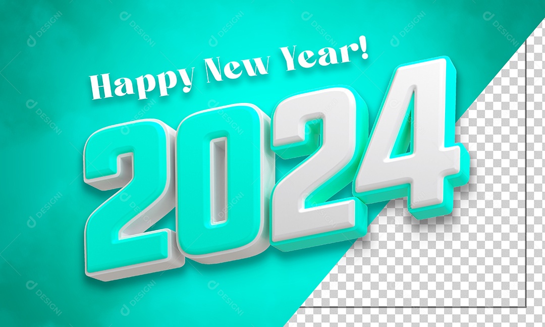 Feliz Ano Novo 2024 Texto 3D Para Composição PSD