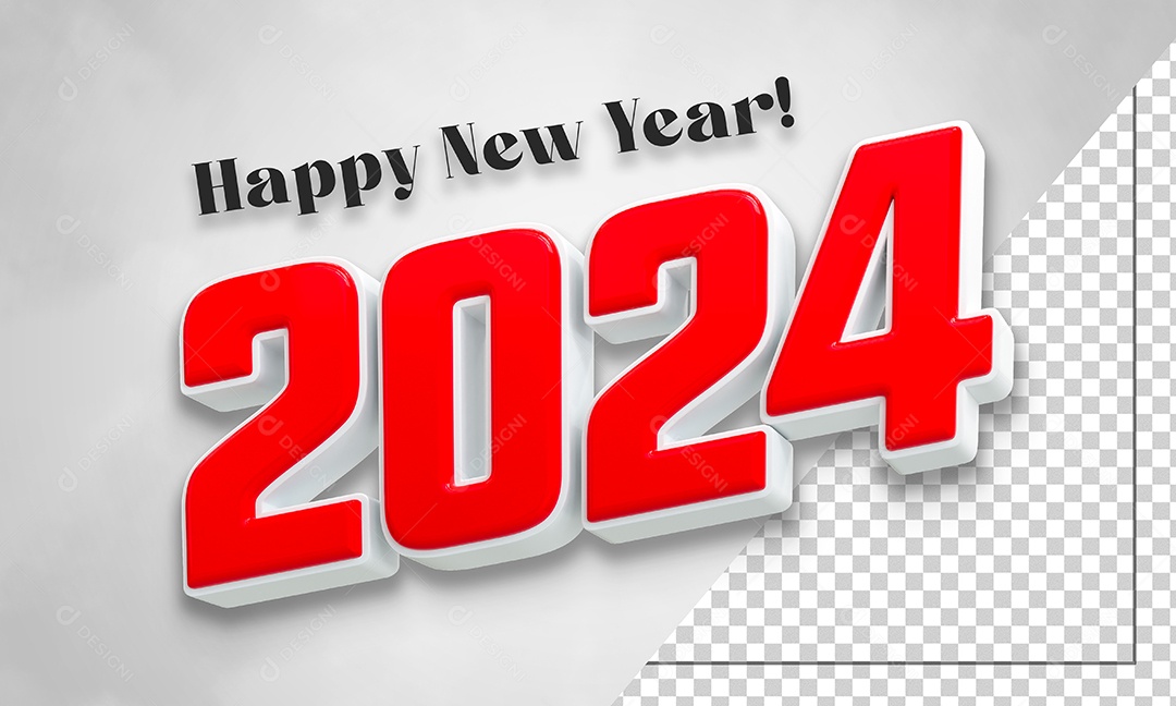 Feliz Ano Novo 2024 Texto 3D Para Composição PSD