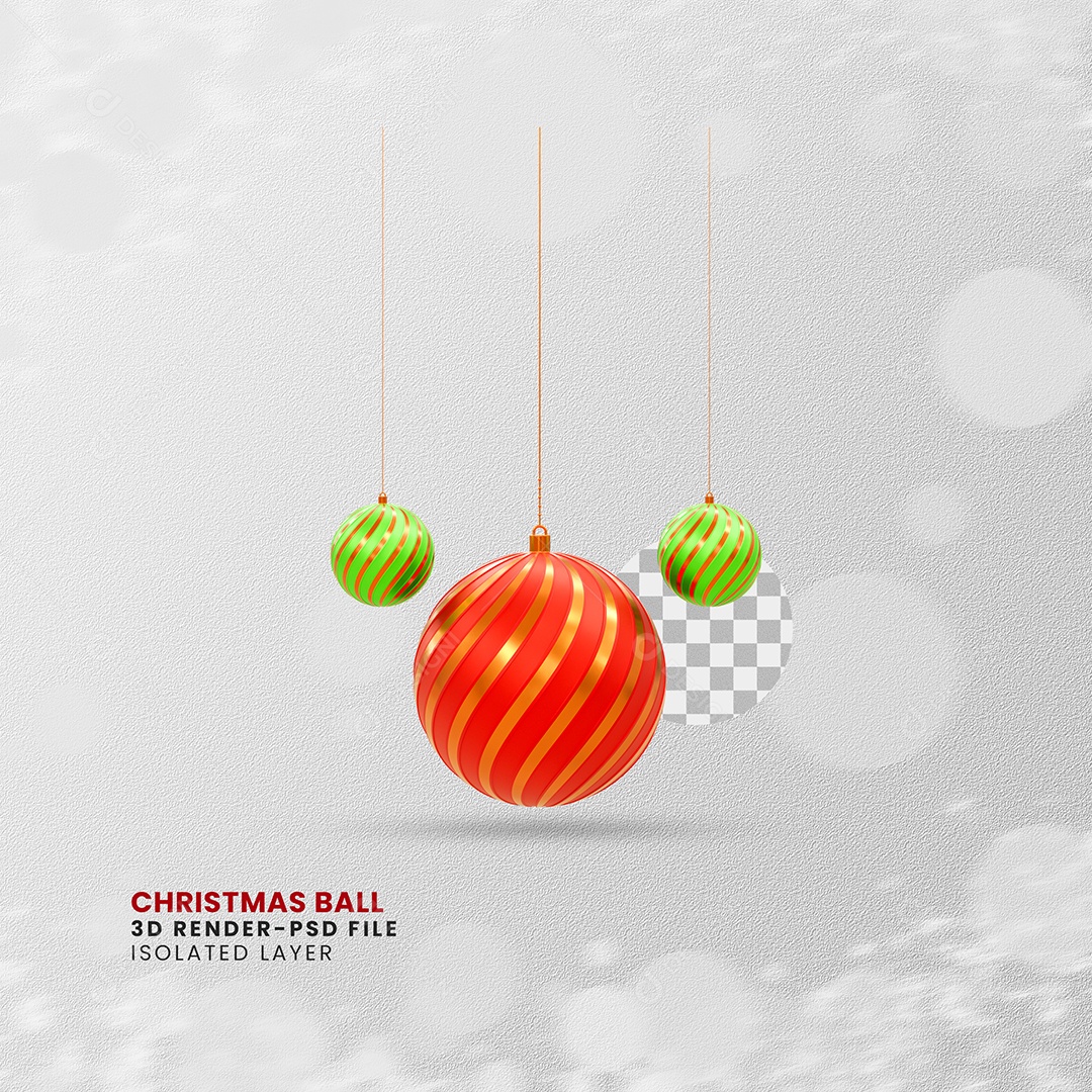 Elemento 3D Bolas Vermelha e Verde Enfeite Natal Para Composição PSD