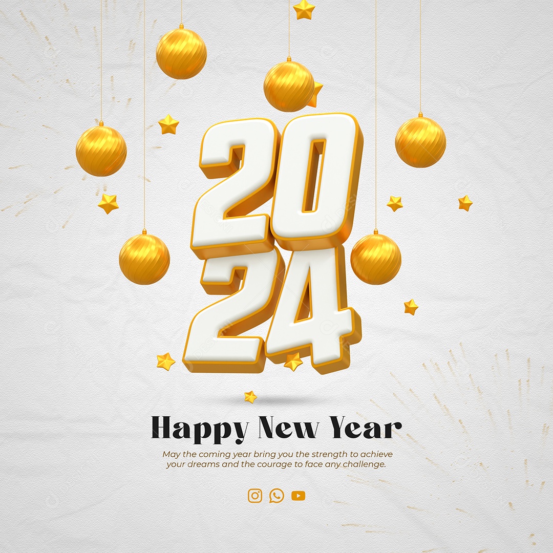 Social Media Feliz Ano Novo 2024 PSD Editável