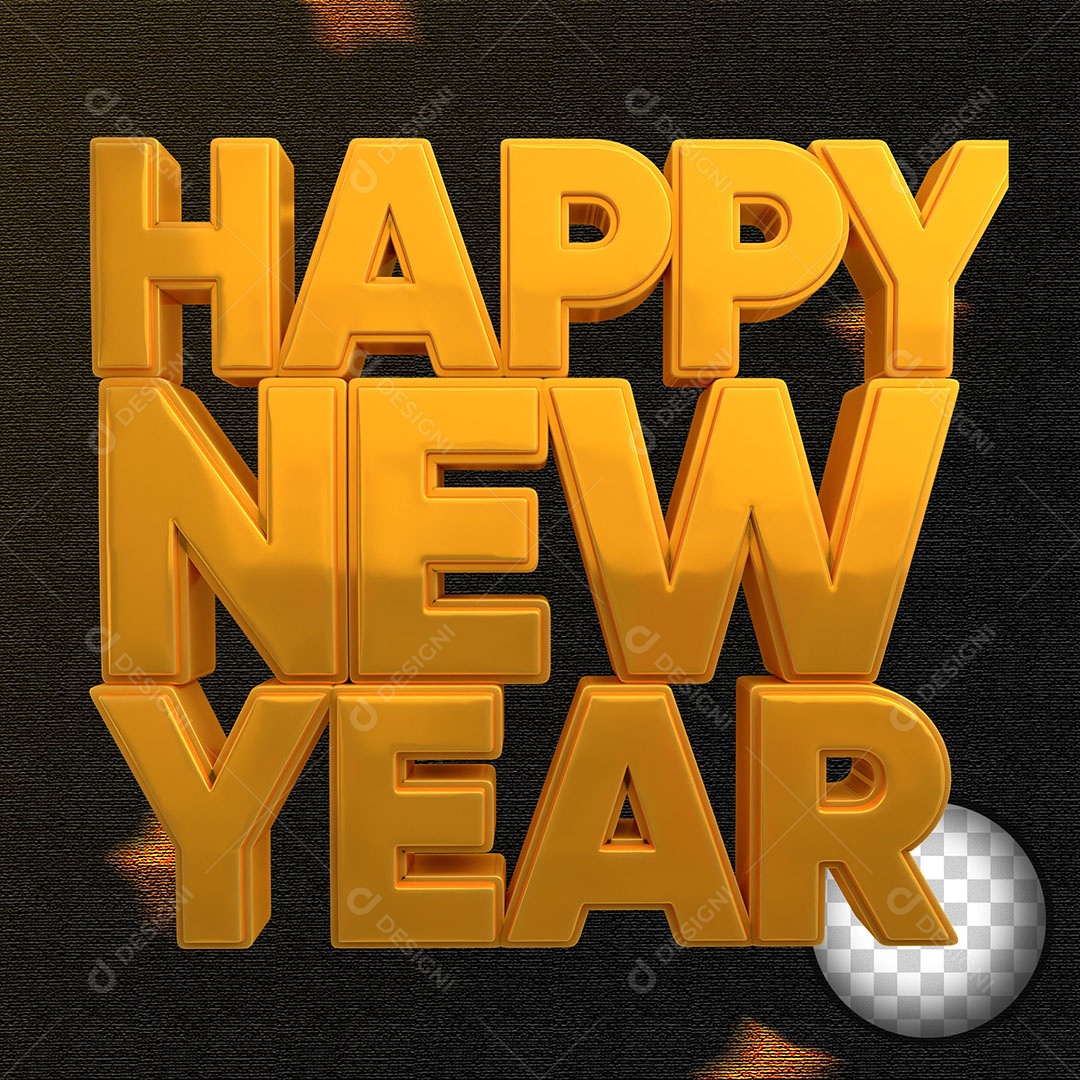 Texto 3D Feliz Ano Novo Para Composição PSD