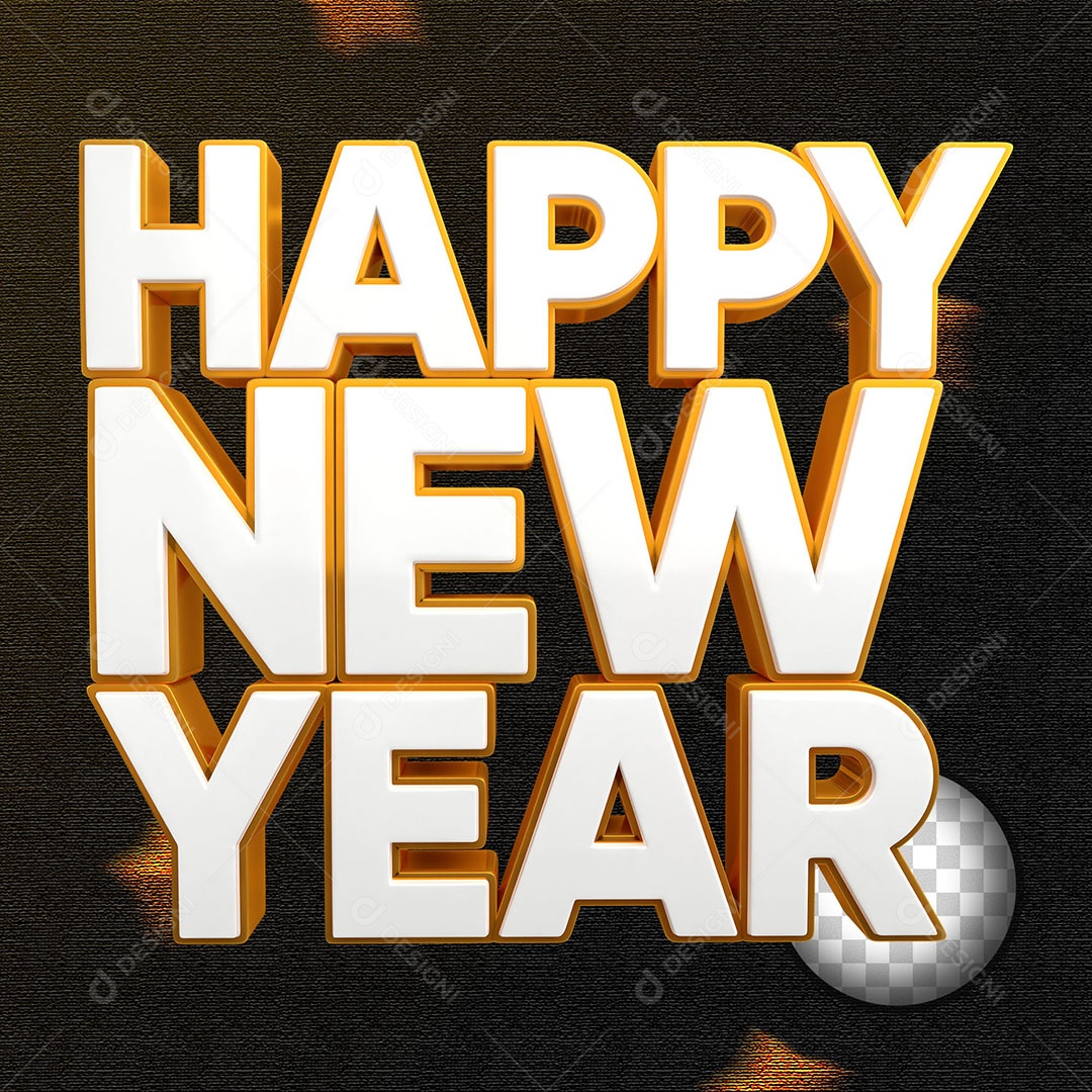 Texto 3D Feliz Ano Novo Para Composição PSD