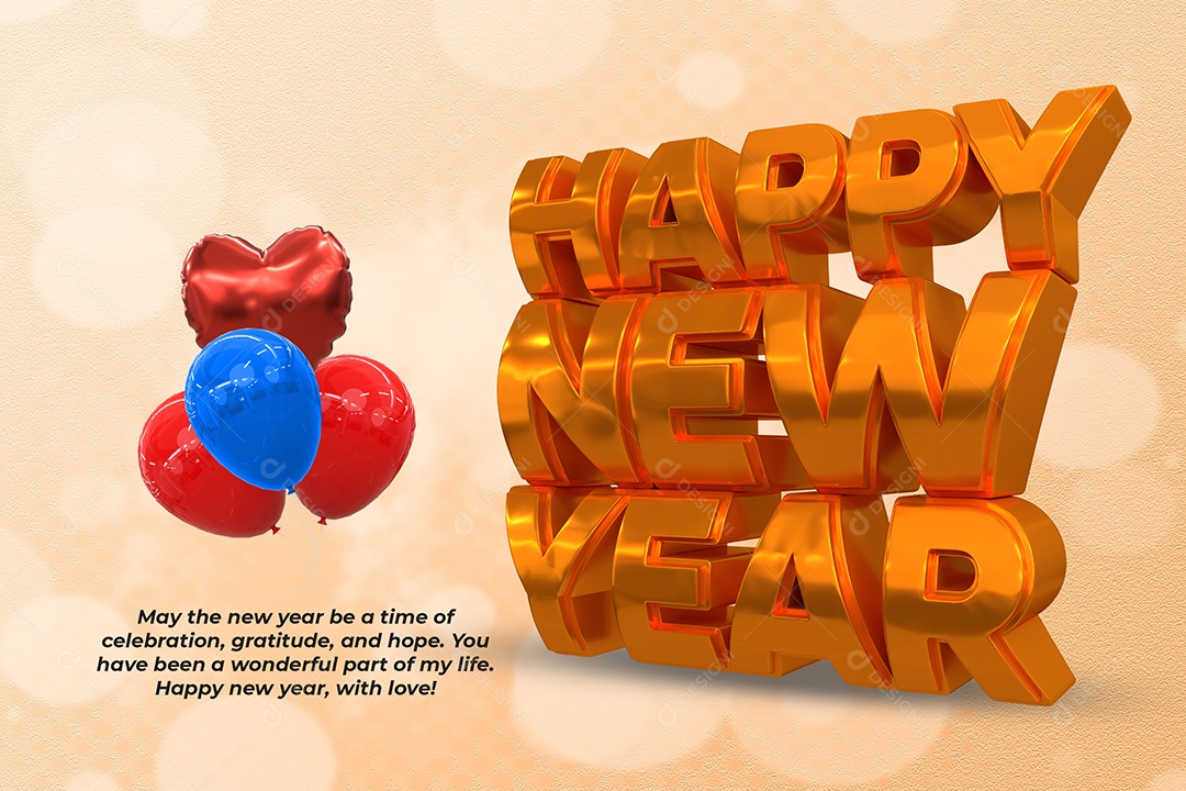 Feliz Ano Novo Texto 3D Para Composição PSD