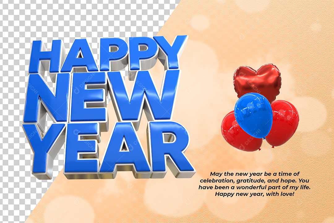 Feliz Ano Novo Texto 3D Para Composição PSD