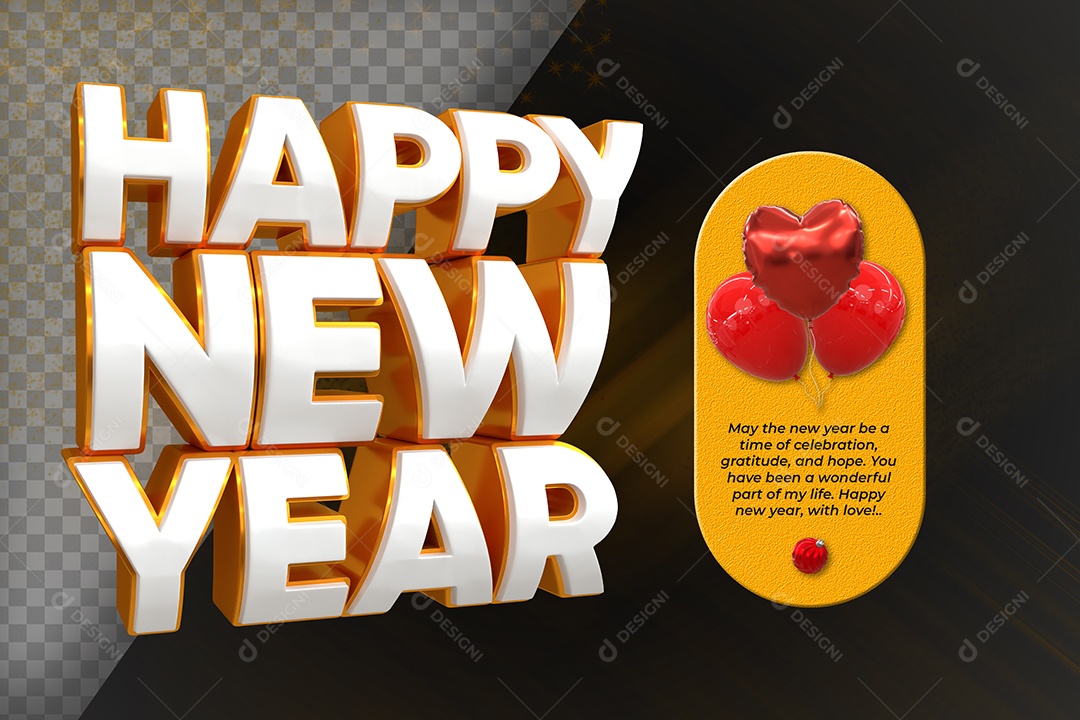 Texto 3D Feliz Ano Novo Para Composição PSD