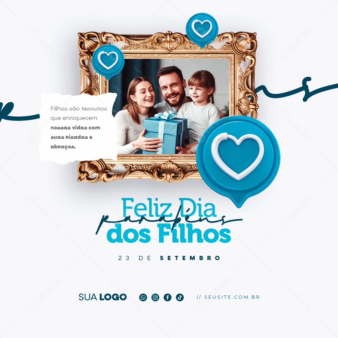 Feliz Dia dos Filhos 23 de Setembro Social Media PSD Editável