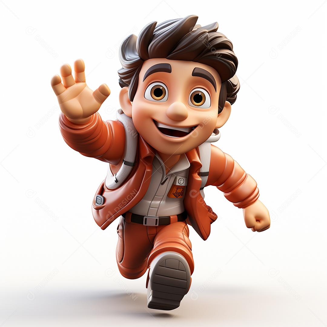 Desenho animado de homem de trabalho 3D em fundo branco transparente