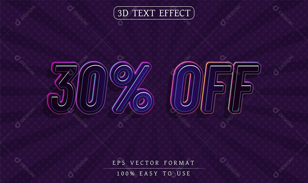 Efeito de Texto 30% Off EPS Editável