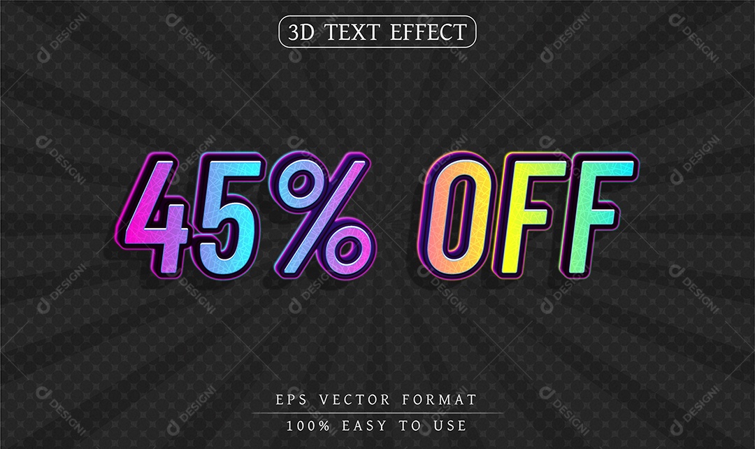 Efeito de Texto 45% Off Colorido EPS Editável