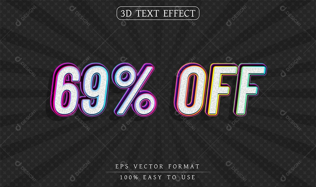 Efeito de Texto 69% Off Colorido EPS Editável