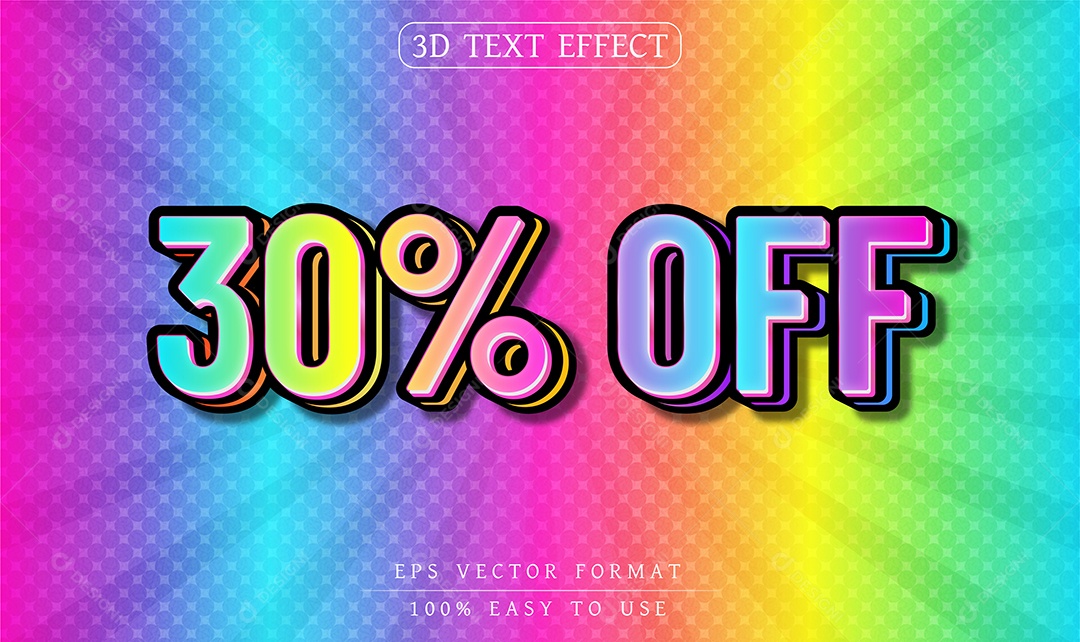 Efeito de Texto 30% Off Colorido EPS Editável