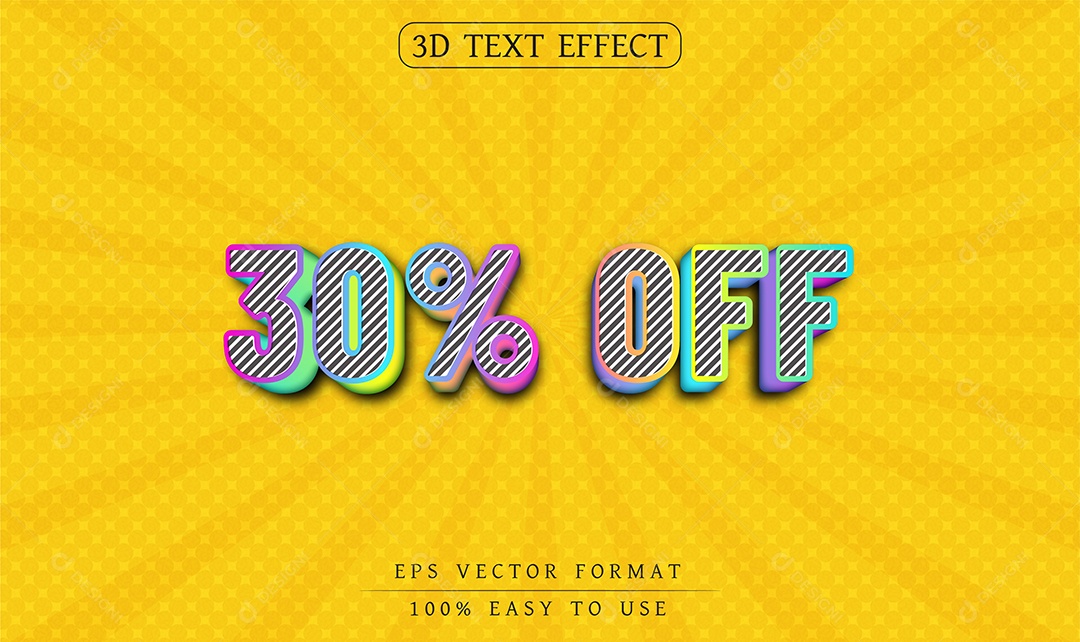 Efeito de Texto 30% Off Colorido EPS Editável