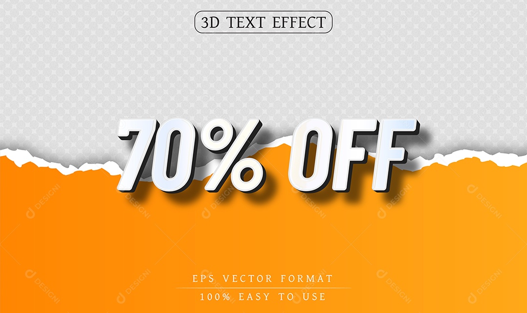 Efeito de Texto 70% Off Branco EPS Editável