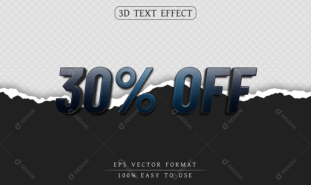 Efeito de Texto 30% Off Azul Escuro EPS Editável
