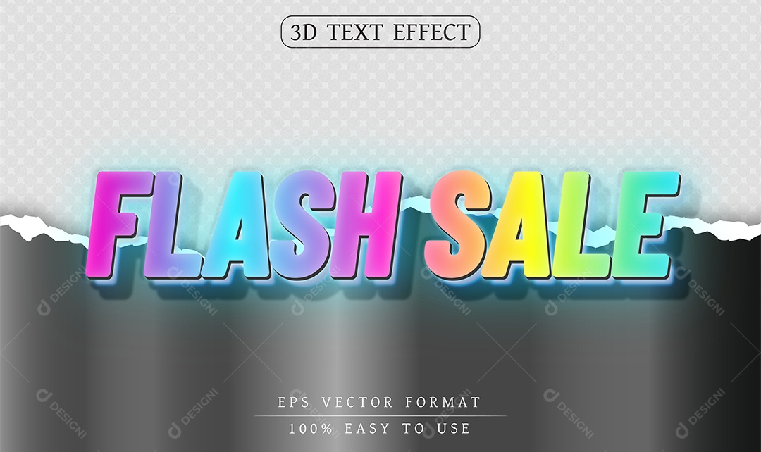 Efeito de Texto Flash Sale Venda Rápida Colorida EPS Editável