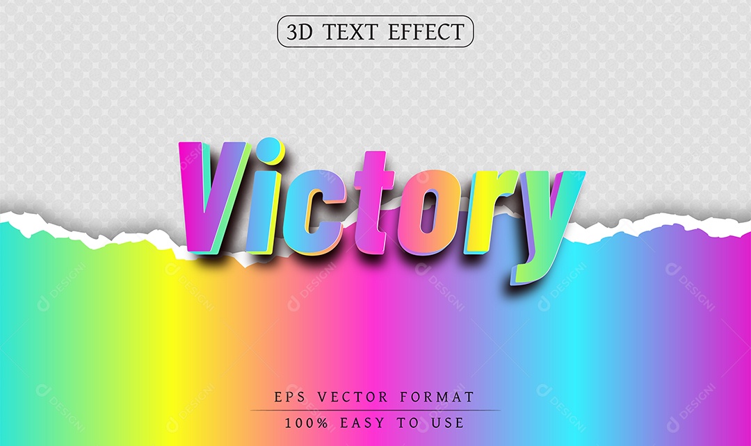 Efeito de Texto Victory Vitória Colorida EPS Editável