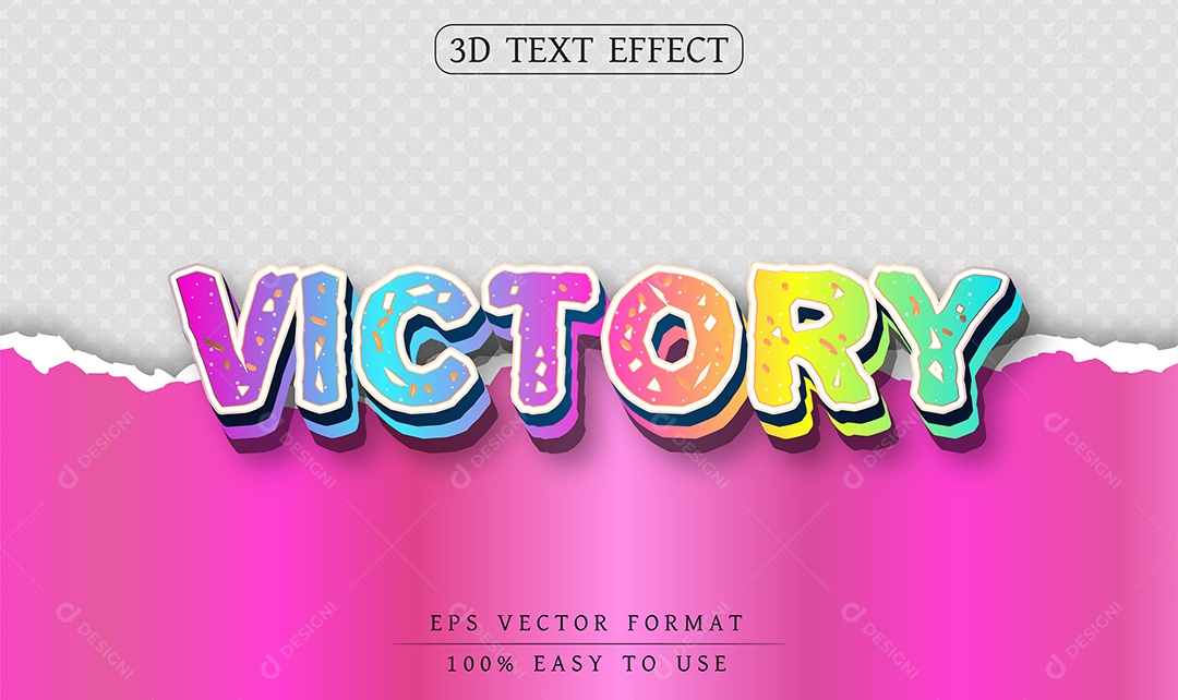 Efeito de Texto Victory Vitória Colorida EPS Editável