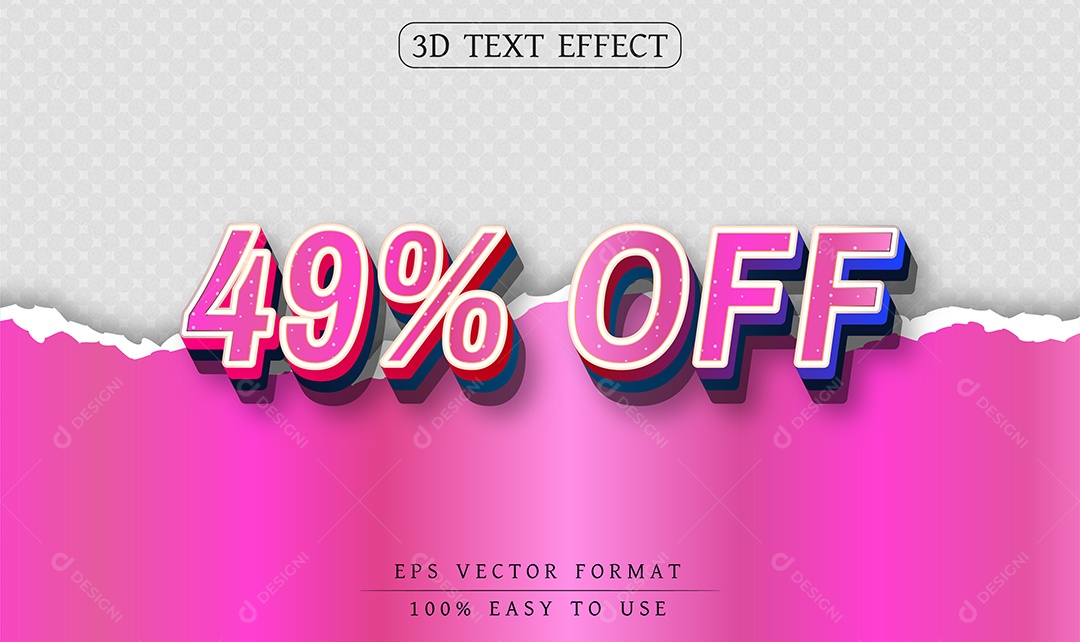 Efeito de Texto 49% Off Rosa EPS Editável