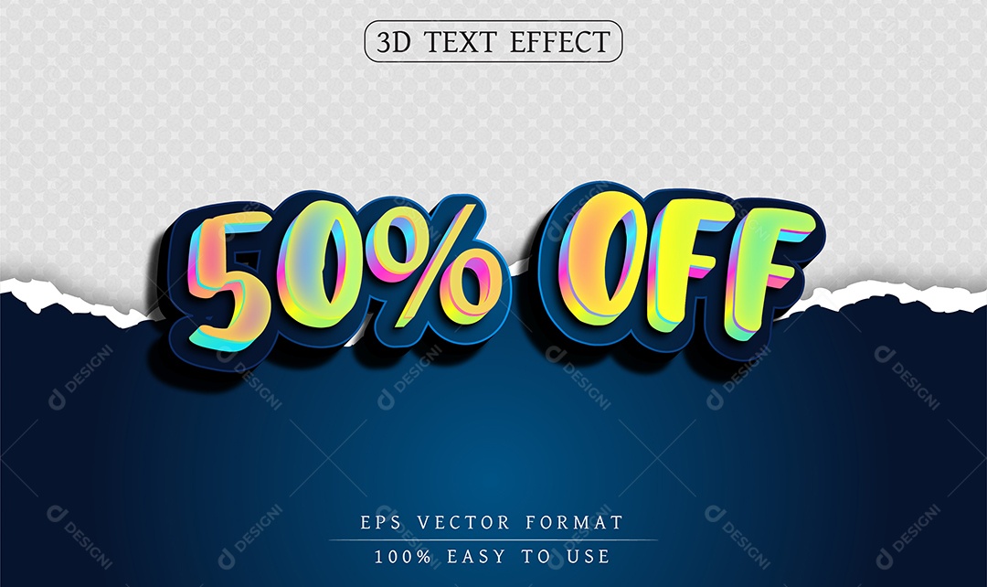 Efeito de Texto 50% Off Colorido EPS Editável