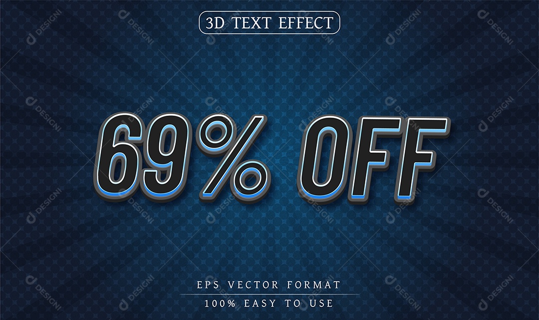 Efeito de Texto 69% Off Preto EPS Editável