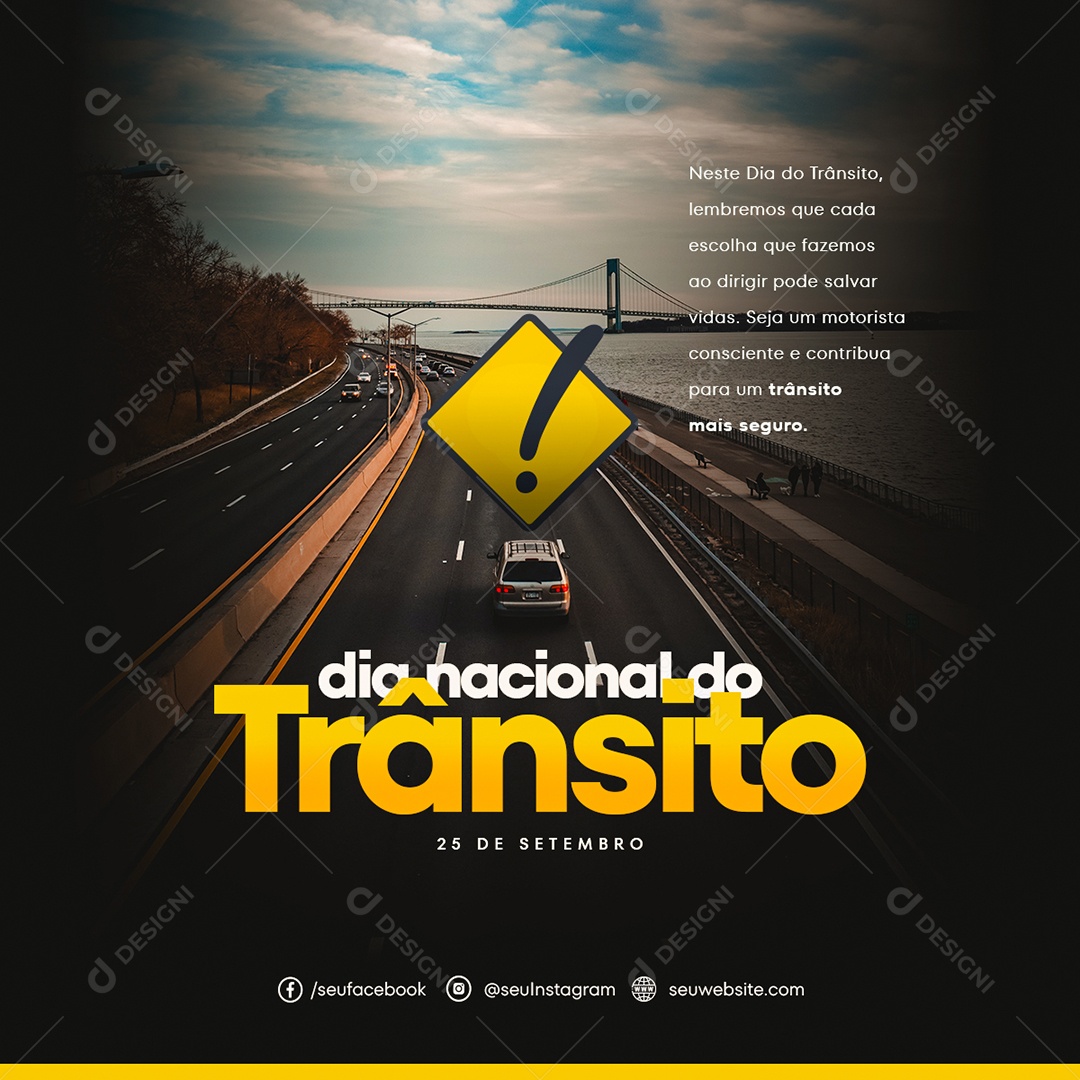 Social Media Feed Trânsito Mais Seguro Dia Nacional Do Trânsito PSD Editável