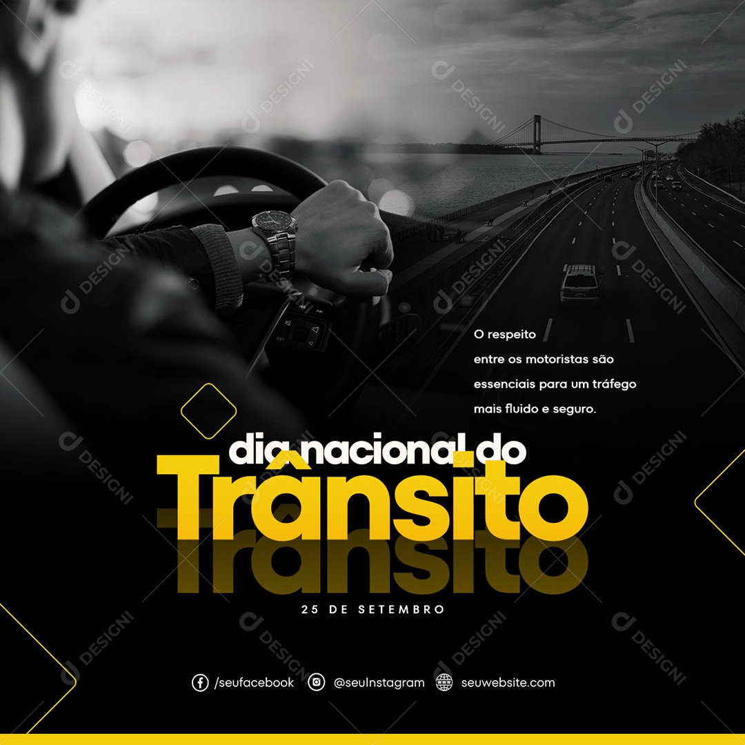 Social Media Feed Dia Nacional Do Trânsito 25 De Setembro PSD Editável