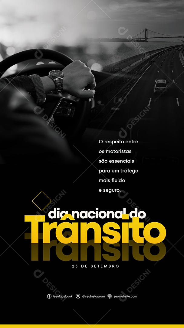 Social Media Story Dia Nacional Do Trânsito 25 De Setembro PSD Editável