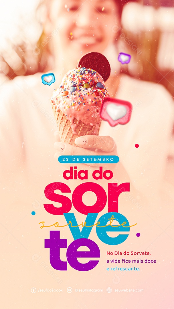 Story On Ice Cream Day September 23rd Social Media PSD Editable
