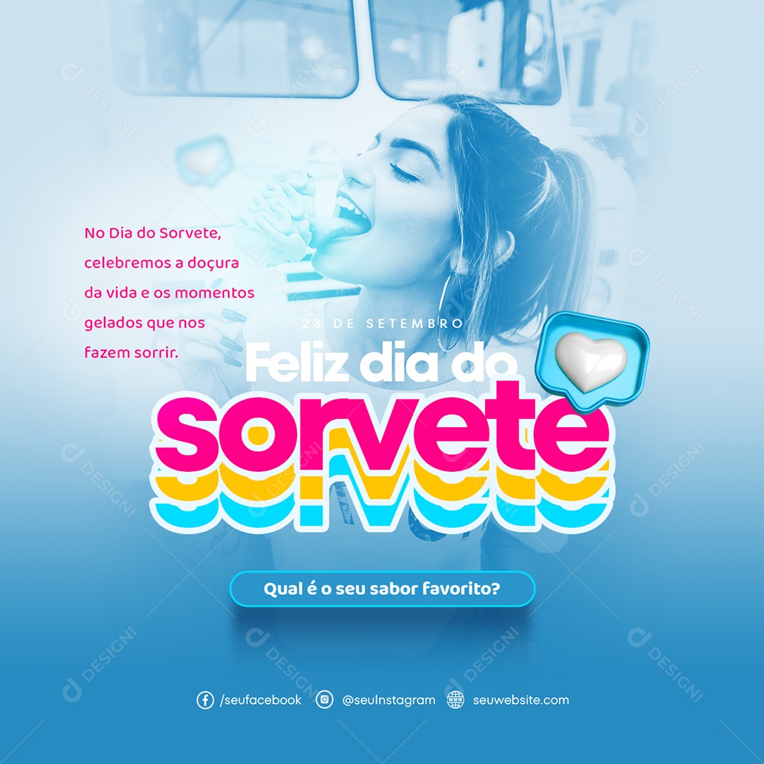 Social Media Feed Dia Do Sorvete 23 De Setembro PSD Editável