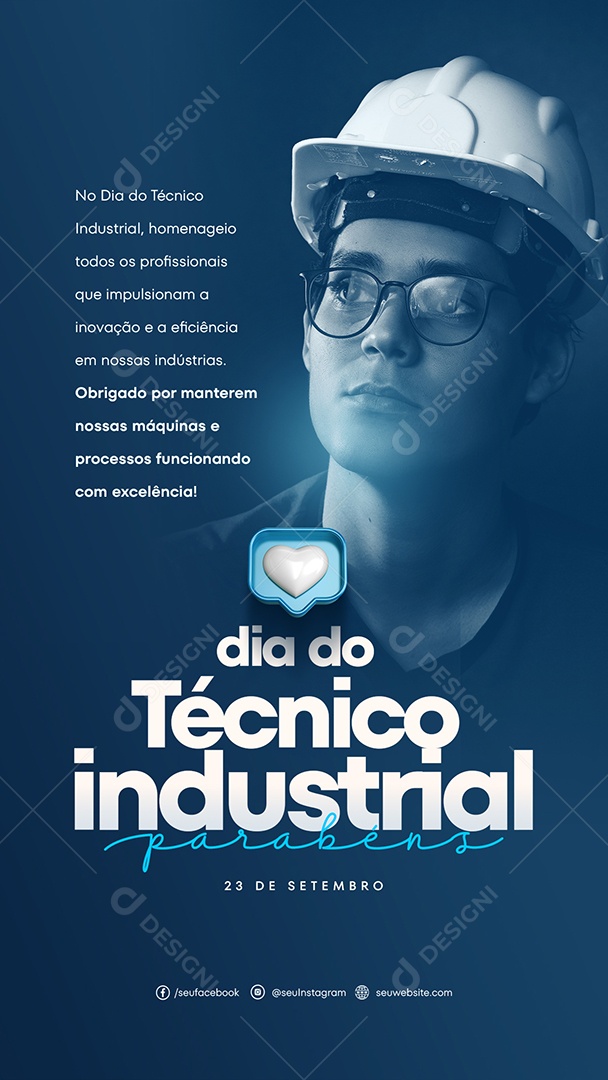 Social Media Story Dia Do Técnico Industrial Parabéns PSD Editável