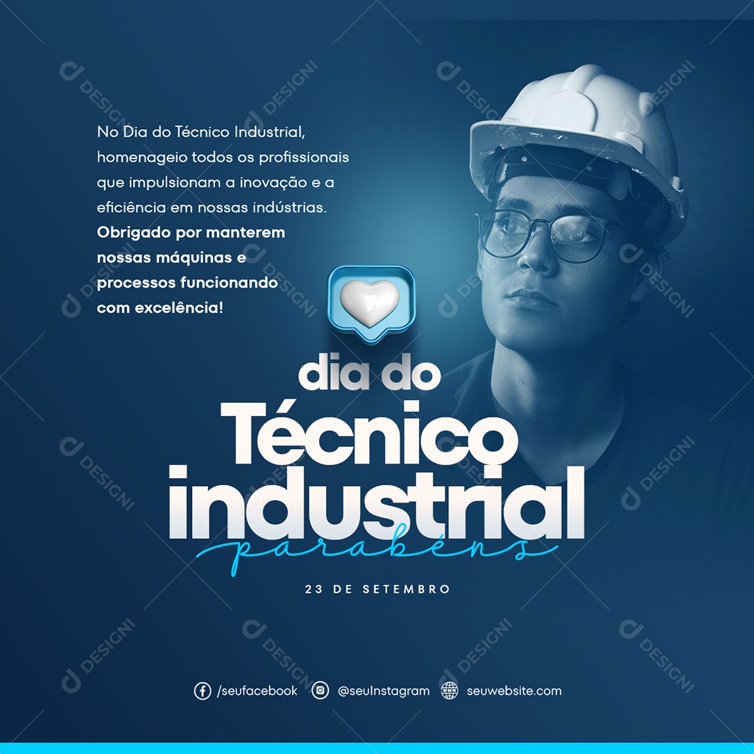 Social Media Feed Dia Do Técnico Industrial Parabéns PSD Editável
