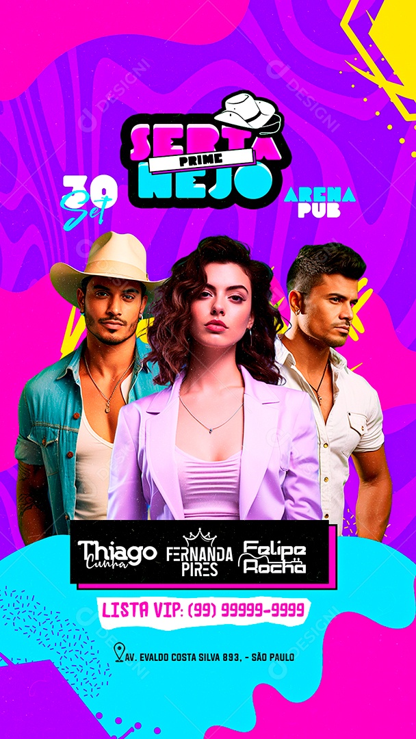 Story Flyer Sertanejo Prime Thiago Cunha Fernanda Pires Felipe Rocha Social Media PSD Editável