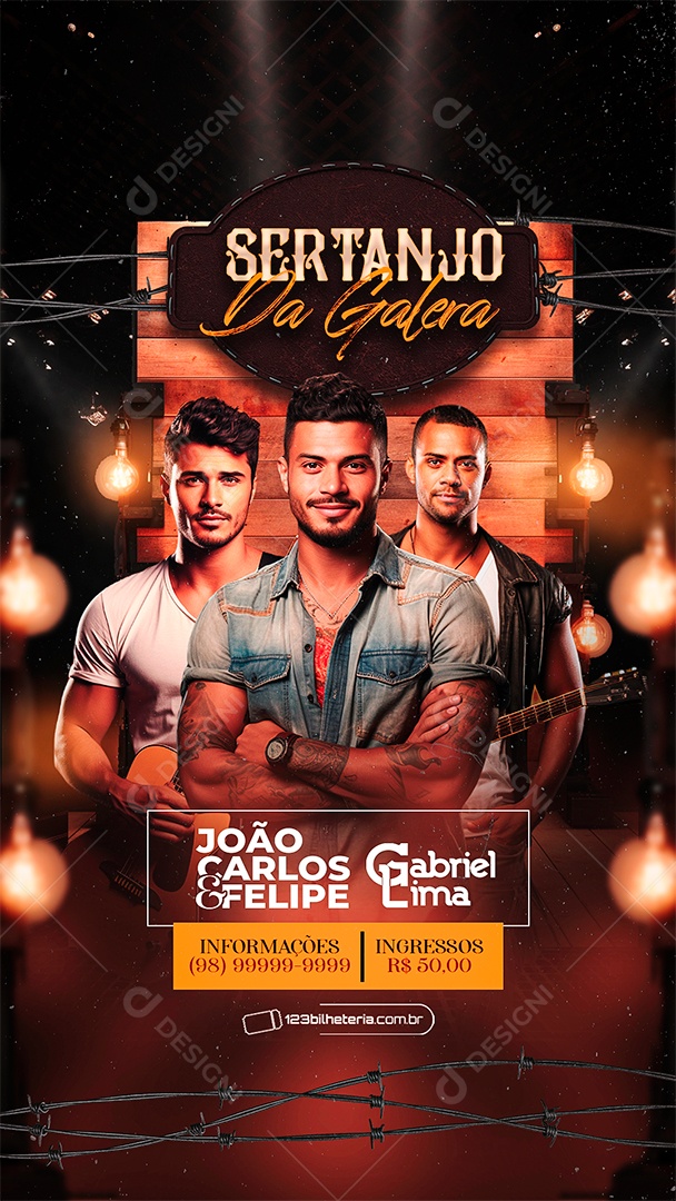 Story Flyer Sertanejo Da Galera João Carlos & Felipe Gabriel Lima Social Media PSD Editável
