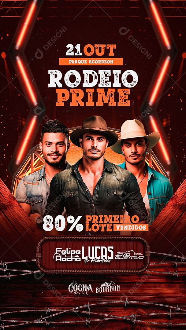 Story Flyer Parque Acordeon Rodeio Prime Felipe Rocha Lucas Do Acordeon João Gustavo 80% Primeiro Lote Vendidos Social Media PSD Editável