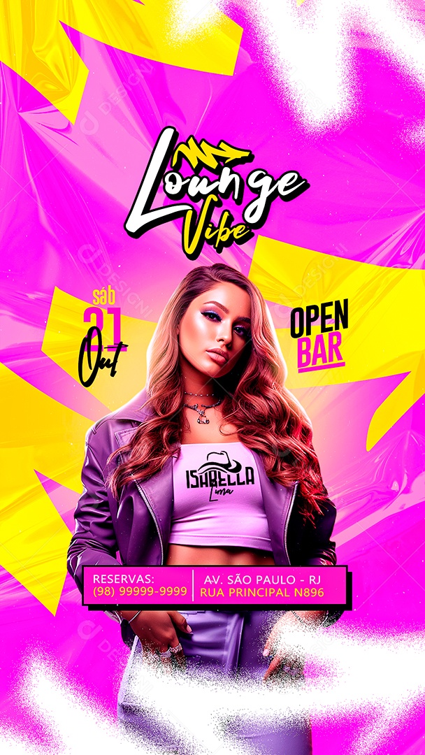 Story Flyer Lounge Vibe Open Bar Isabella Lima Social Media PSD Editável