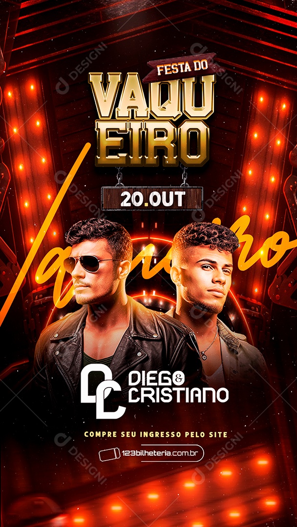 Story Flyer Festa Do Vaqueiro Diego & Cristiano Social Media PSD Editável