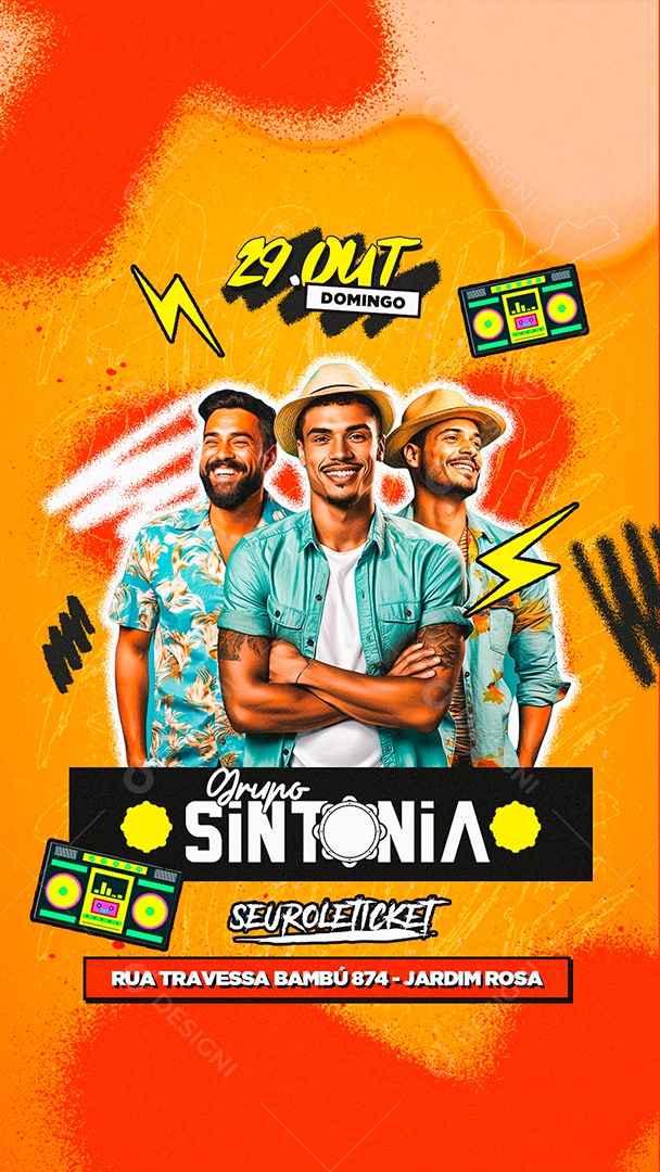 Story Flyer Grupo Sintonia Seu Role Ticket Social Media PSD Editável