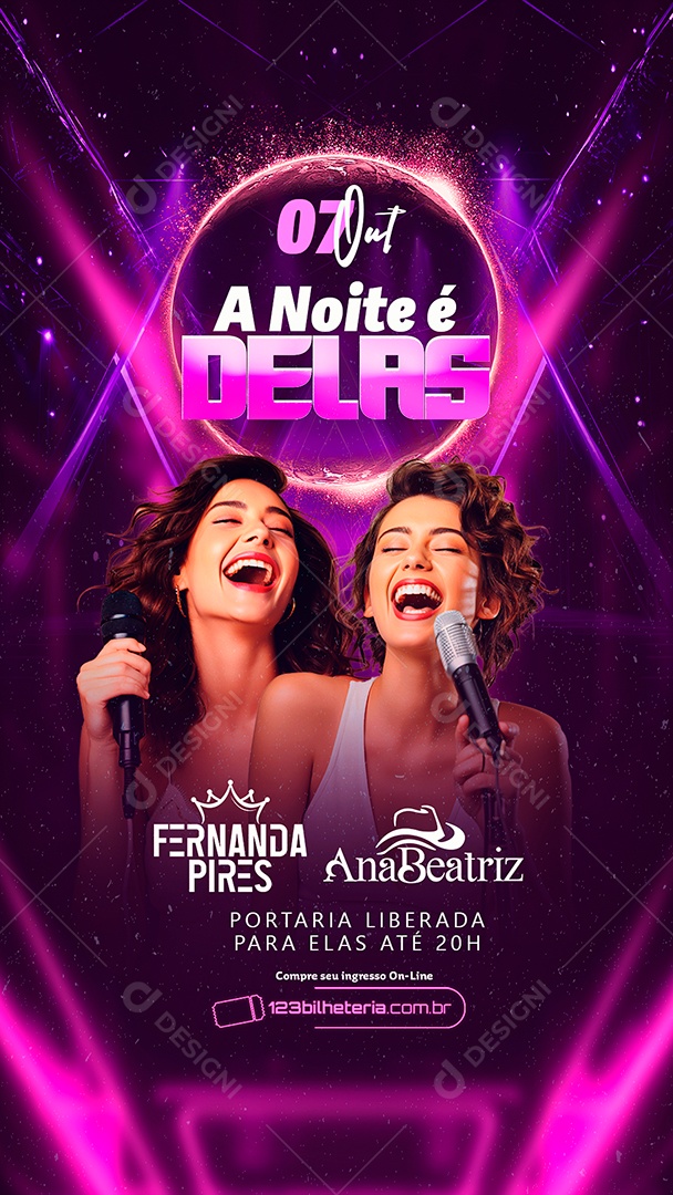 Story Flyer A Noite é Delas Fernanda Pires Ana Beatriz Social Media PSD Editável