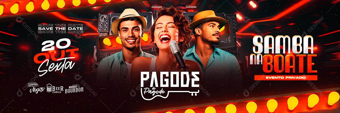 Carrossel Flyer Pagode de Pagode Samba na Boate Sexta Social Media PSD Editável