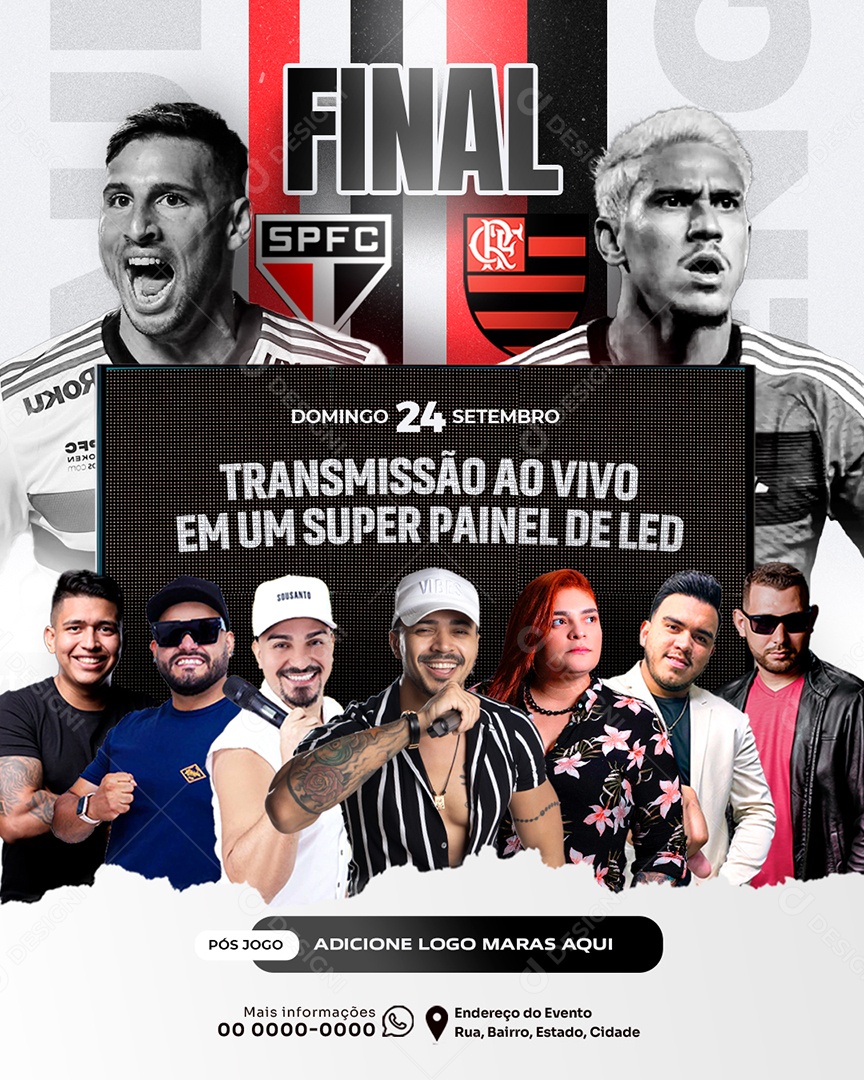 Social Media Flyer Final Flamengo X São Paulo PSD Editável
