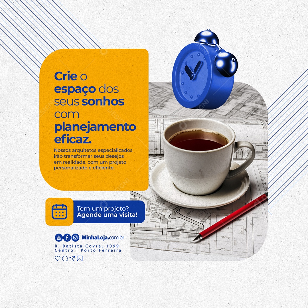 Arquitetura Crie o Espaço dos Seus Sonhos com Planejamento Eficaz Social Media PSD Editável