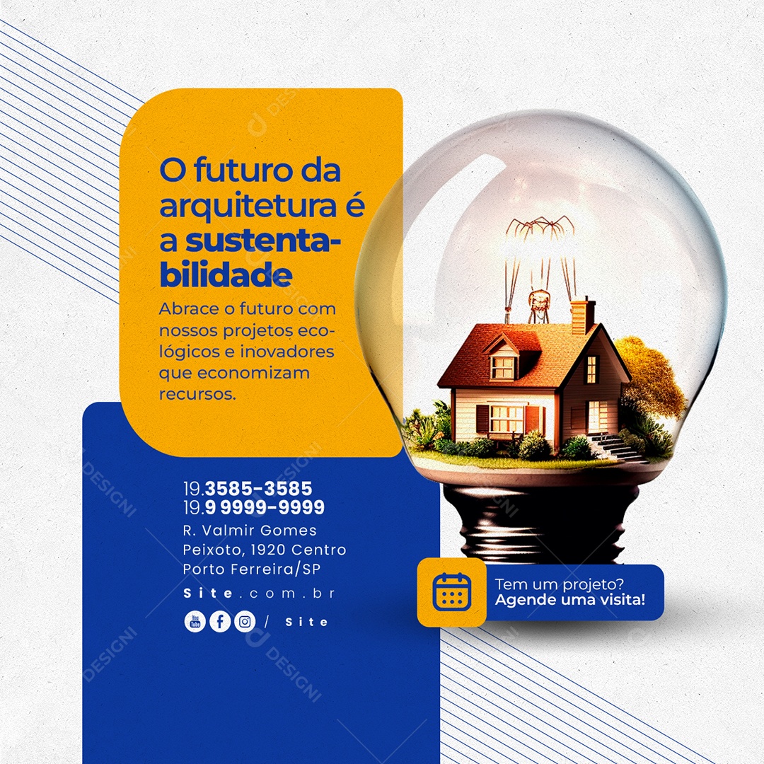 Arquitetura Tem um Projeto Agende uma Visita Social Media PSD Editável