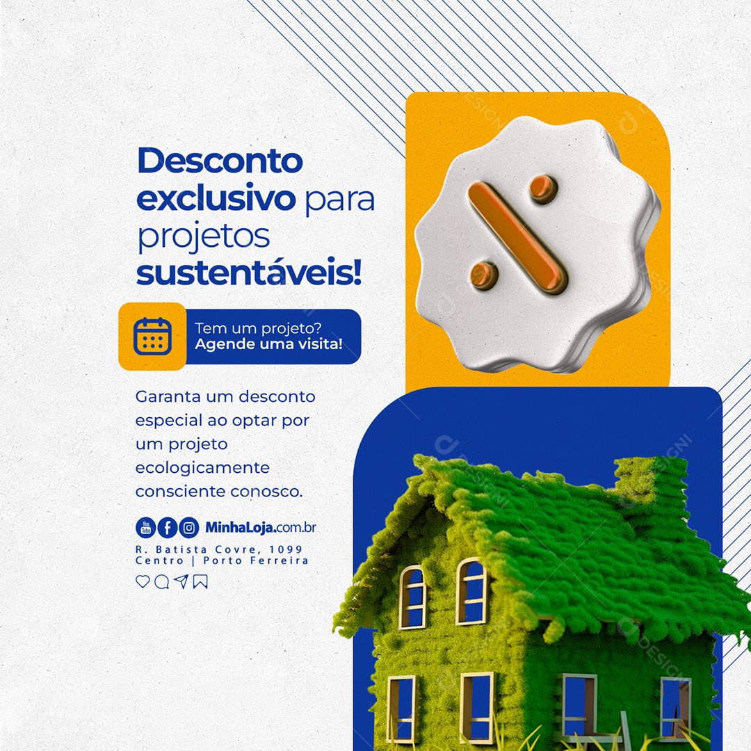 Arquitetura Desconto Exclusivo para Projetos Sustentáveis Social Media PSD Editável