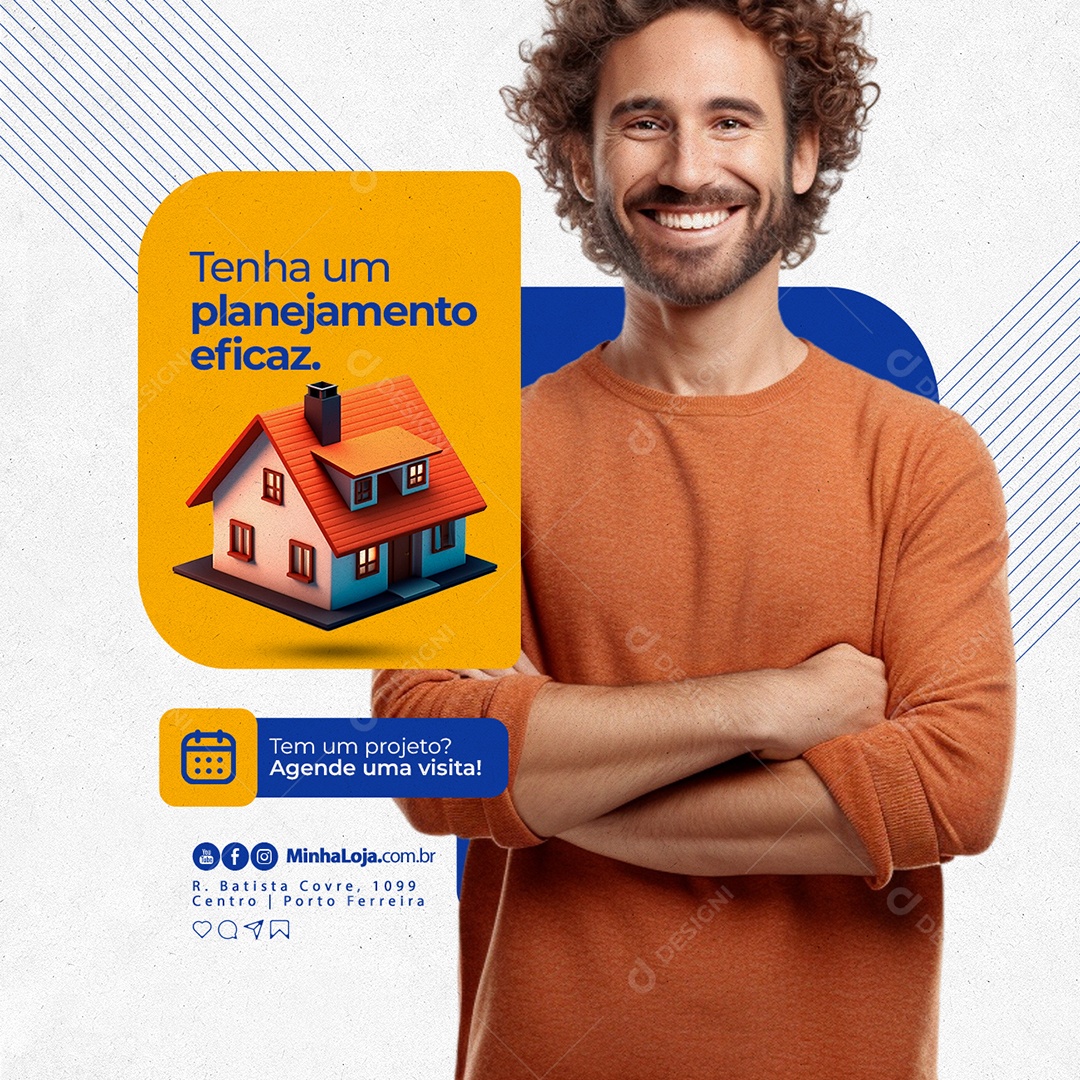 Arquitetura Tenha um Planejamento Eficaz Agende uma Visita Social Media PSD Editável