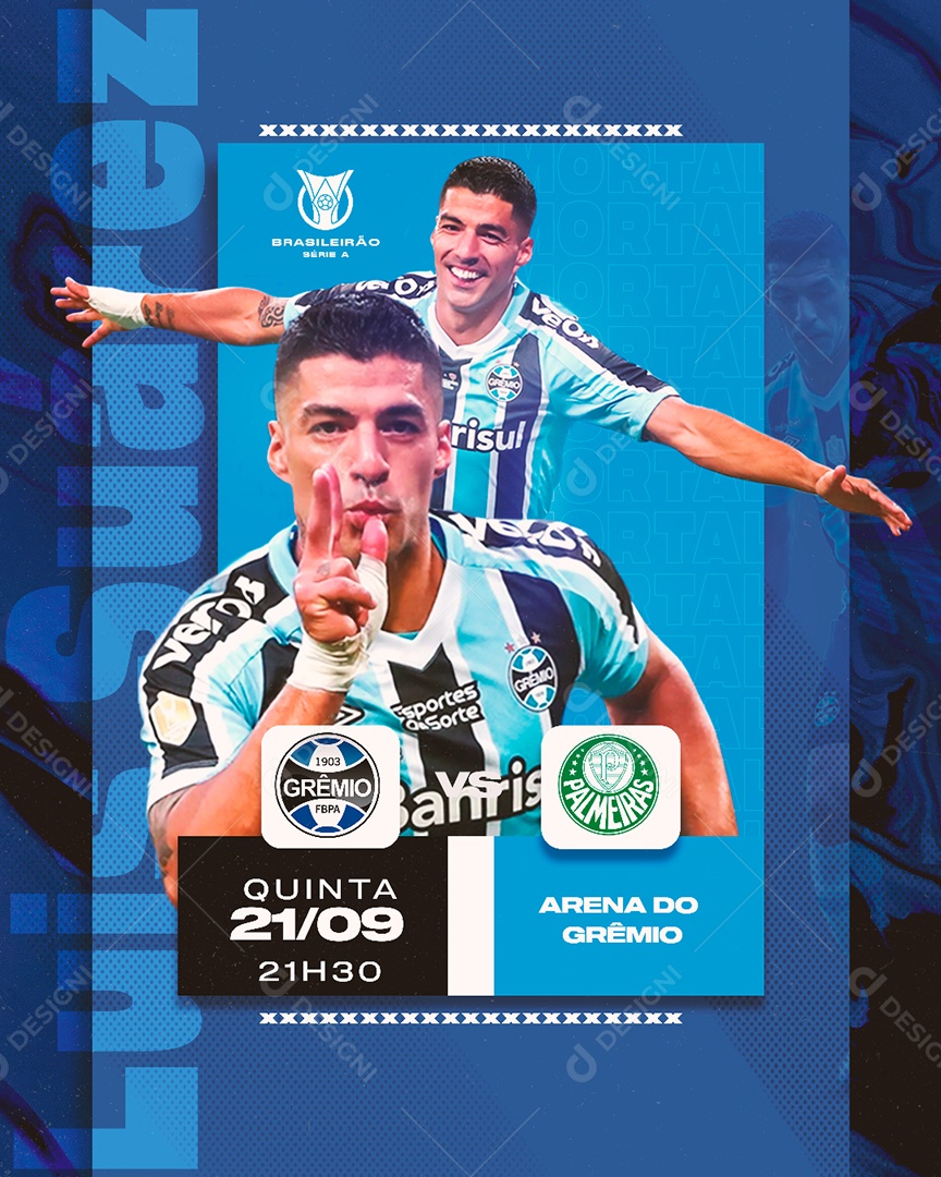 Social Media Flyer Futebol Grêmio X Palmeiras PSD Editável