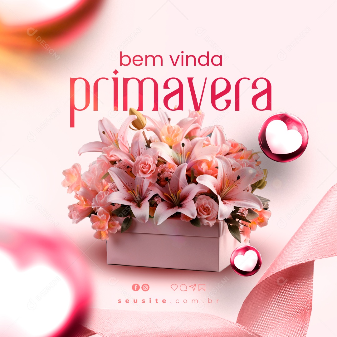 Bem Vinda Primavera Social Media PSD Editável