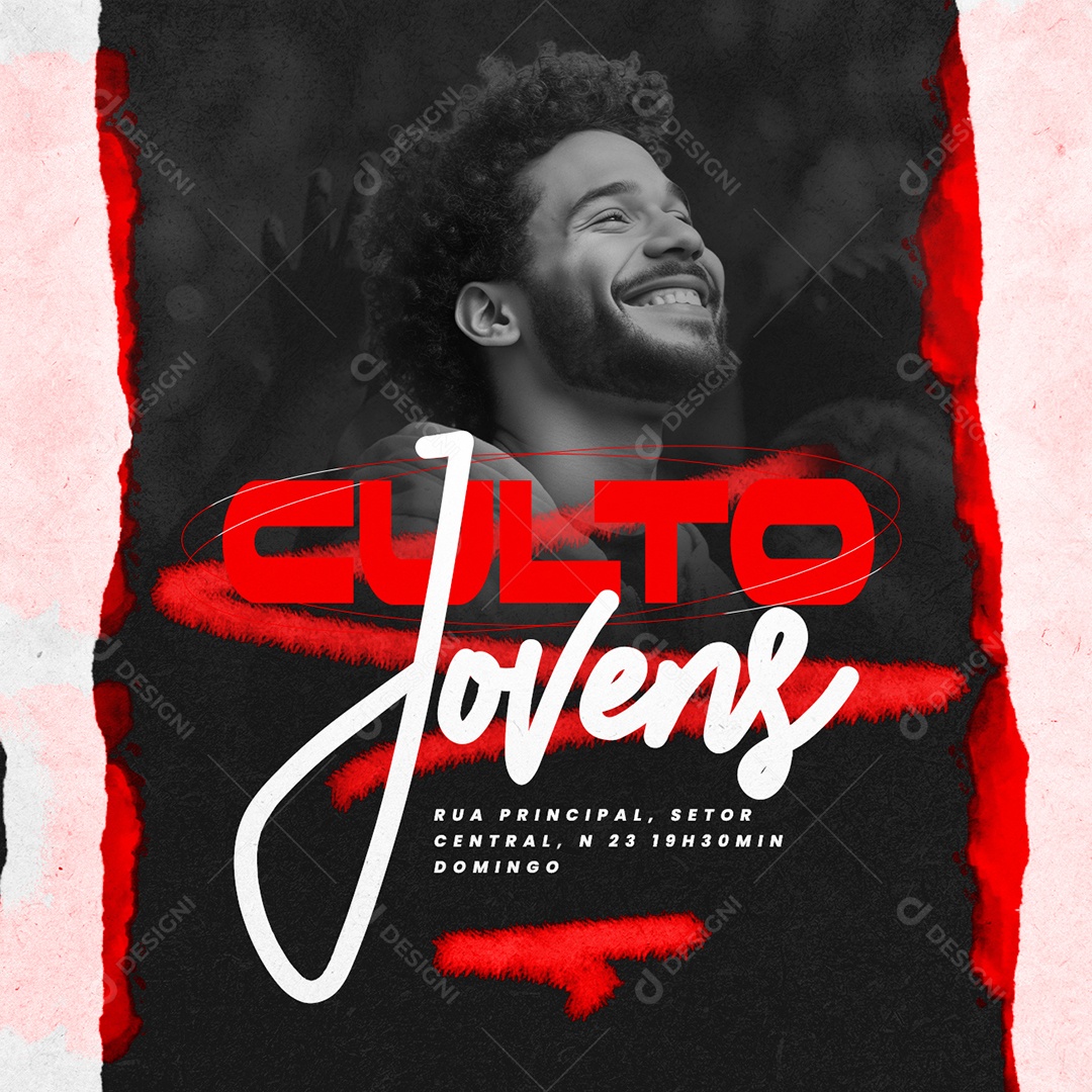 Gospel Culto Jovens Social Media PSD Editável